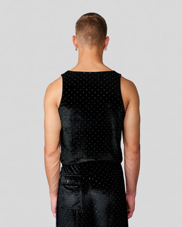 Galaxy Crystal Stud Velvet Scoop Neck Tank