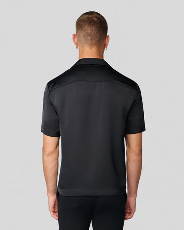 Shiloh Black Sequin & Satin Bowling Shirt