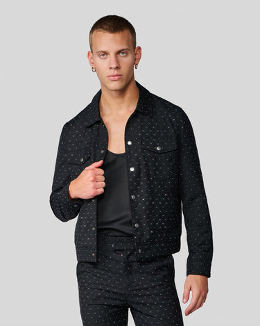 Dimitry Black Crystal Stud Trucker Jacket