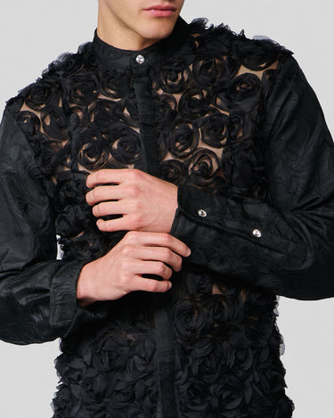 Solomon Black 3-D Rosette Couture Shirt Jacket