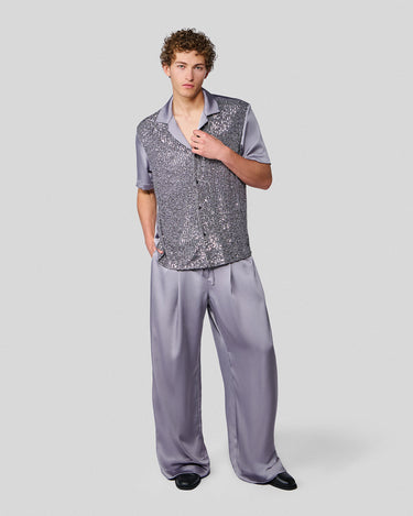 Egon Silver Satin Wide Leg Pant