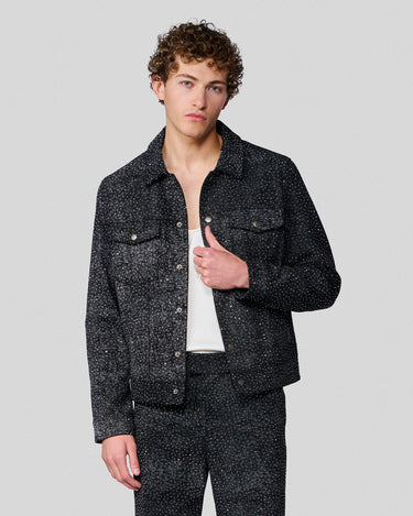 Dimitry Charcoal Crystal Stud Trucker Jacket