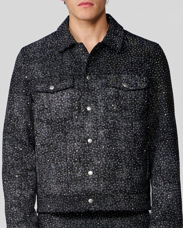 Dimitry Charcoal Crystal Stud Trucker Jacket