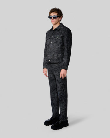 Dimitry Charcoal Crystal Stud Trucker Jacket