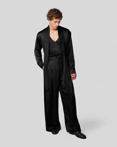 Vanguard Black Satin Scarf Neck Shirt