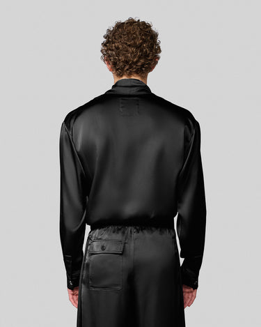 Vanguard Black Satin Scarf Neck Shirt