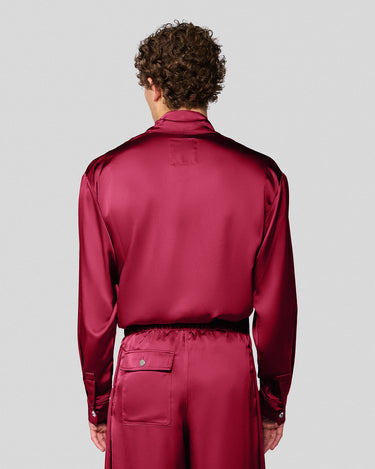Vanguard Wine Satin Scarf Neck Shirt