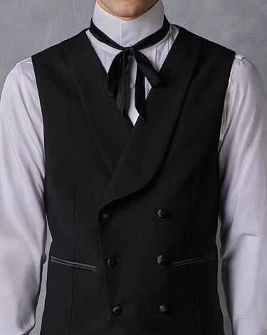 PAXTON BLACK WOOL SHAWL COLLAR WAISTCOAT-MADE TO ORDER