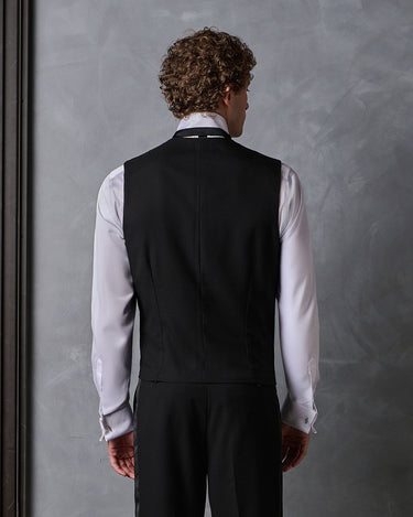 PAXTON BLACK WOOL SHAWL COLLAR WAISTCOAT-MADE TO ORDER