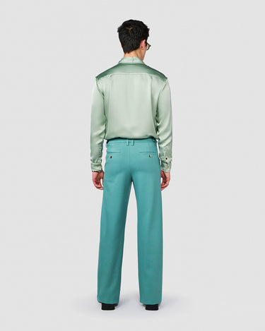 DION MINT SATIN WRAP SHIRT