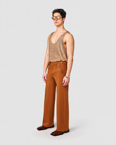 ASHER CARAMEL DOUBLE KNIT TROUSER