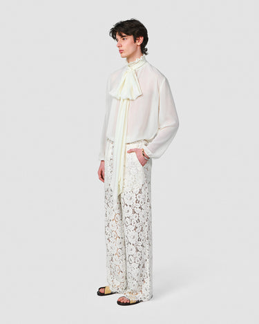 LEXINGTON IVORY CHIFFON BOW NECK TOP