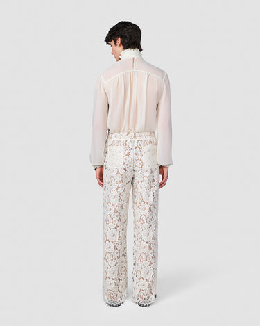 LEXINGTON IVORY CHIFFON BOW NECK TOP