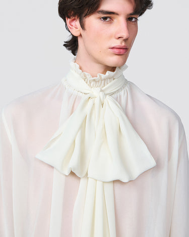 LEXINGTON IVORY CHIFFON BOW NECK TOP