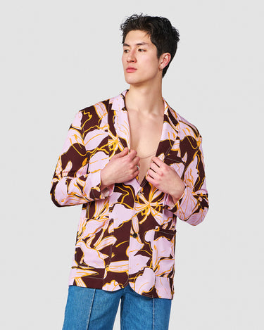BODHI CHOCOLATE/LILAC TROPICAL PRINT JACKET