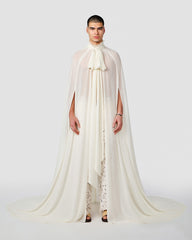 Oscar Ivory Chiffon Kaftan