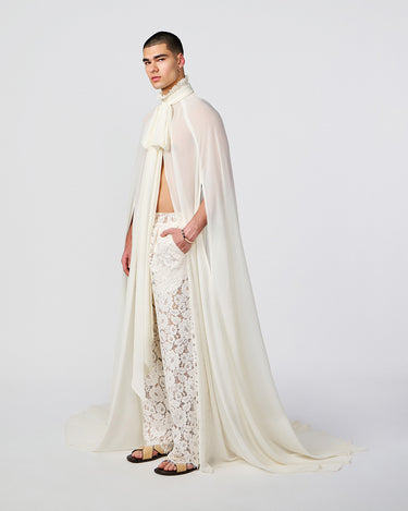Oscar Ivory Chiffon Kaftan