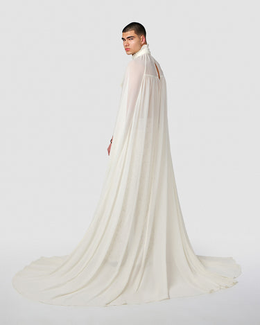 Oscar Ivory Chiffon Kaftan