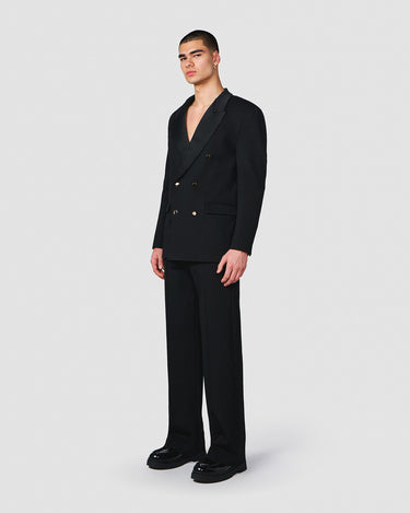 ELIAS BLACK DOUBLE KNIT TUXEDO BLAZER