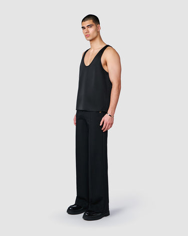 CALLUM BLACK SATIN LOW CUT TANK