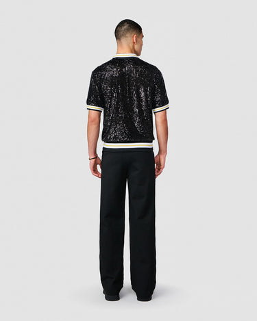 REISS BLACK SEQUIN POLO