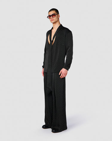 DION BLACK CRYSTAL DOT WRAP SHIRT
