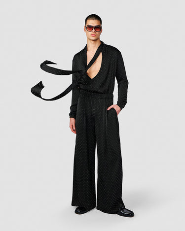 DION BLACK CRYSTAL DOT WRAP SHIRT
