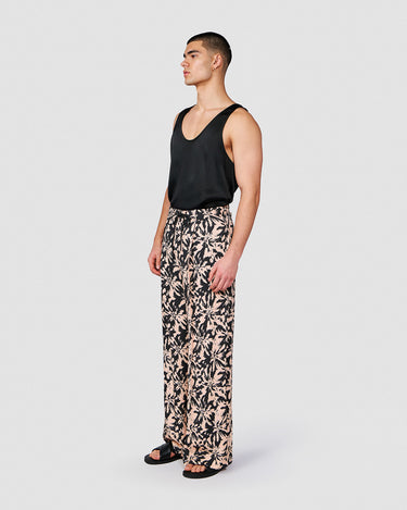 EGON BLACK/BLUSH ABSTRACT FLORAL WIDE LEG PANT