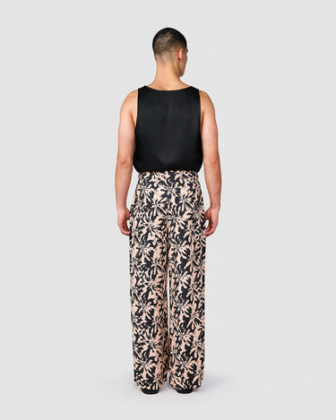 EGON BLACK/BLUSH ABSTRACT FLORAL WIDE LEG PANT