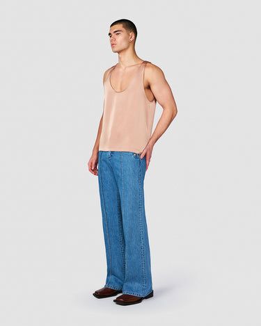 CALLUM TAN SATIN LOW CUT TANK