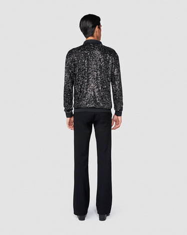 Neptune Gunmetal Sequin Polo Sweater