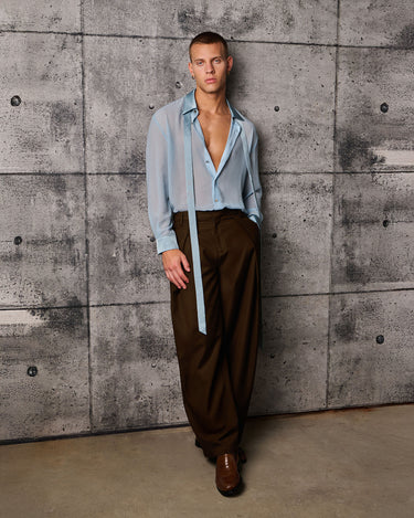 Ignacio Powder Blue Chiffon Shirt/Tie