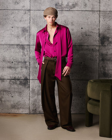 Ricardo Magenta Satin Shirt/Scarf