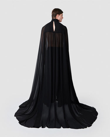 Oscar Black Chiffon Kaftan Cape