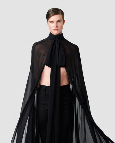 Oscar Black Chiffon Kaftan Cape