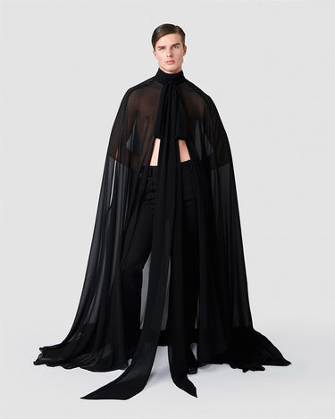 Oscar Black Chiffon Kaftan Cape