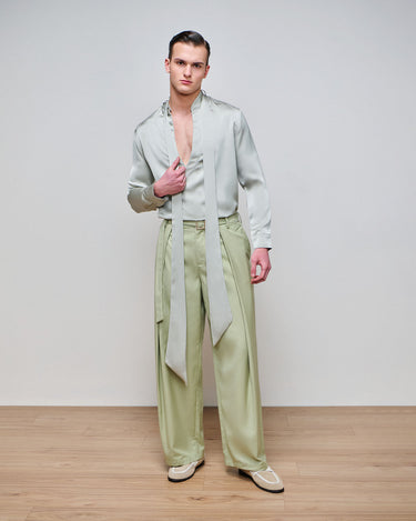 Heath Sage Wide Leg  Belted Trouser