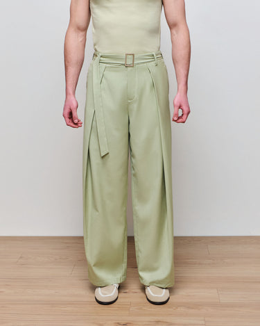 Heath Sage Wide Leg  Belted Trouser