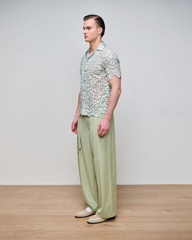 Heath Sage Wide Leg  Belted Trouser