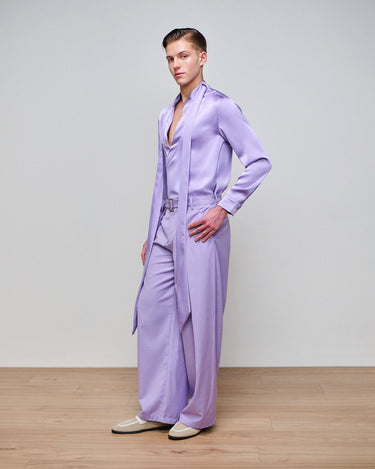 Dion Lilac Satin Wrap Shirt