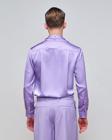 Dion Lilac Satin Wrap Shirt