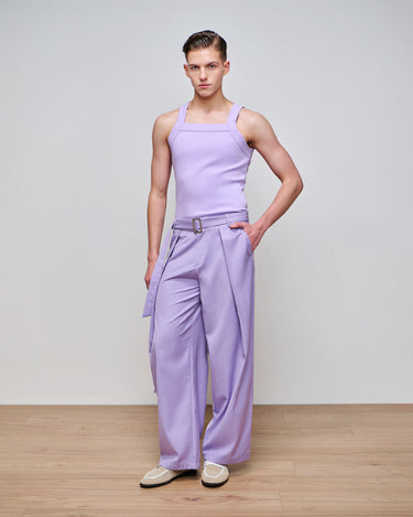 Heath Lilac Wide Leg Belted Trouser