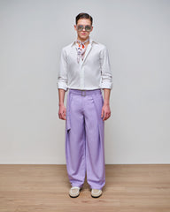 Heath Lilac Wide Leg Belted Trouser