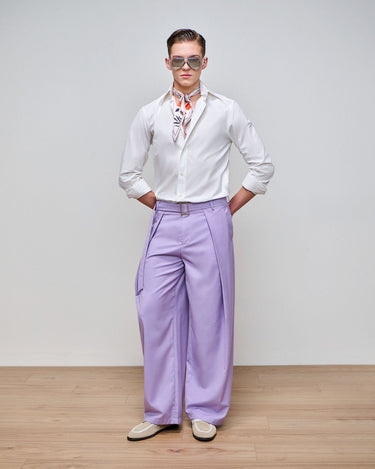 Heath Lilac Wide Leg Belted Trouser