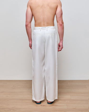 Heath Off White Wide Leg Belted Trouser