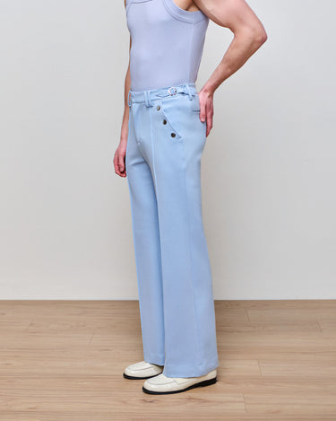 Asher Powder Blue Ponte Boot Cut Trouser