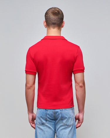 Kai Crimson Lace Up Polo Top