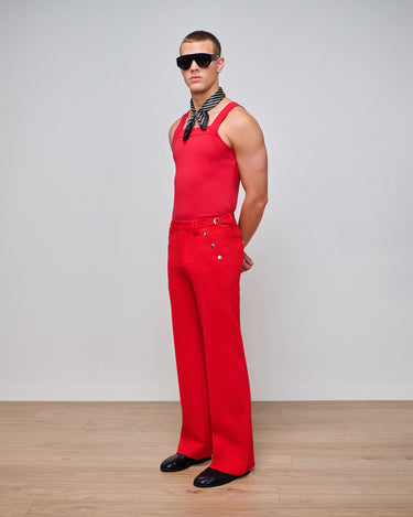 Asher Crimson Ponte Boot Cut Trouser