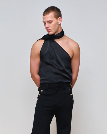 Joie Black One Shoulder Scarf Top