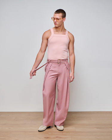 Heath Blush Wide Leg Belted Trouser